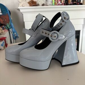 LAMODA Spoil Me Platform Heels Light Pastel Blue Ankle Buckle Size 5 women’s